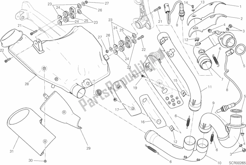 Wszystkie części do System Wydechowy Ducati Scrambler Mach 2. 0 803 2018